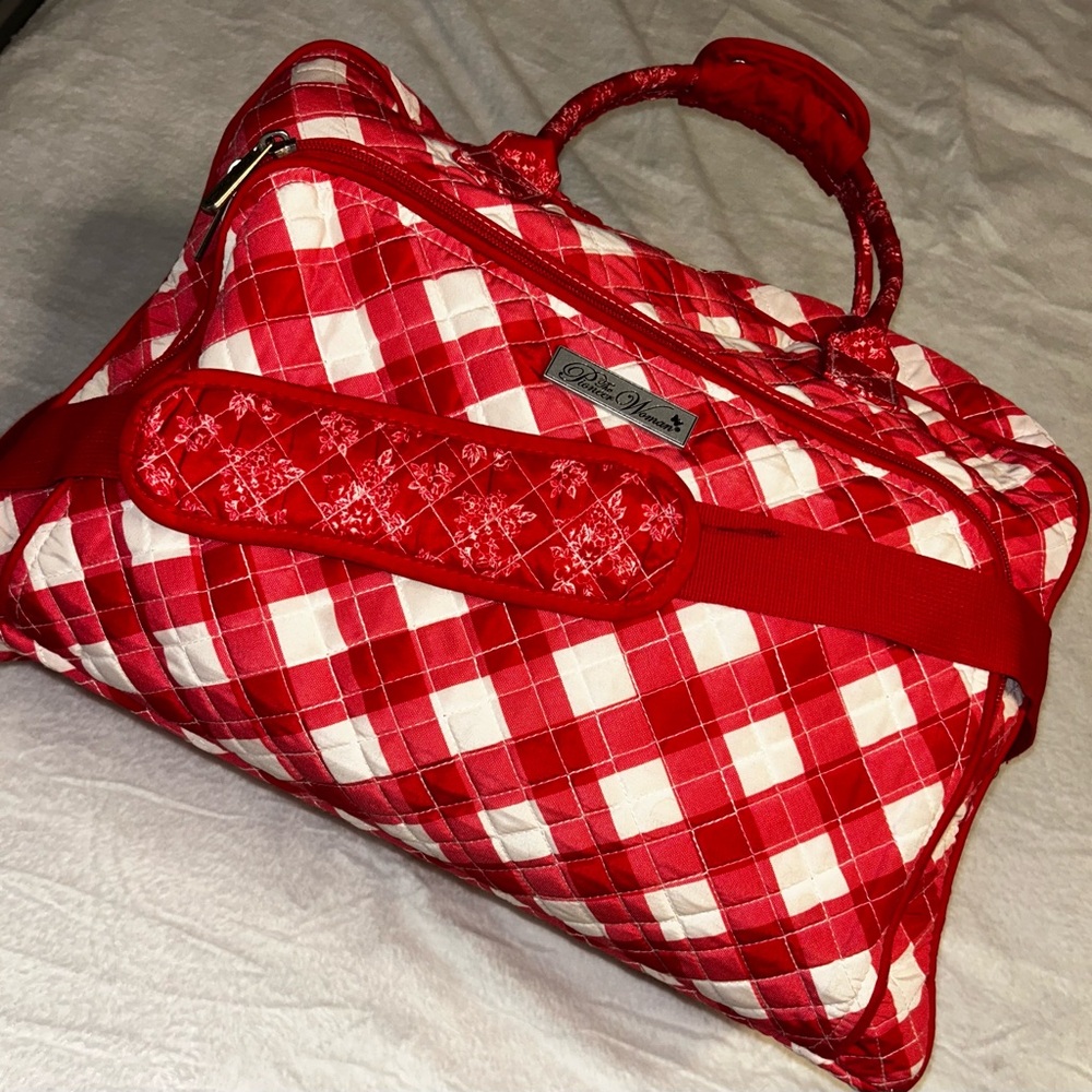 Pioneer Woman Checkered Red & White Gingham Weekender Tote Diaper Travel Bag